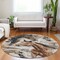 Homeroots 8' Beige Charcoal And Brown Round Horse Washable Indoor Outdoor Area Rug 618693 - alternate 2