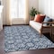 Homeroots 9' X 12' Navy Blue And Ivory Floral Washable Indoor Outdoor Area Rug 595977 - alternate 4