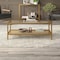 Homeroots 45" Clear And Gold Glass And Steel Coffee Table With Shelf 520911 - alternate 3