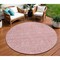 Homeroots 8' Blush Pink And Ivory Round Floral Washable Indoor Outdoor Area Rug 582334 - alternate 1