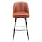 Homeroots 30" Brown And Black Faux Leather And Steel Bar Height Swivel Bar Chair 555712 - alternate 3