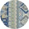 Homeroots 8' Navy Blue Green And Gray Round Aztec Washable Indoor Outdoor Area Rug 598486 - alternate 3