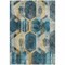 Homeroots 5' X 8' Teal Blue Gold And Silver Geometric Washable Indoor Outdoor Area Rug 618758 - alternate 4