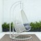 Leisuremod White Wicker Hanging 2 person Egg Swing Chair with Charcoal Blue Cushions ESCW-57CBU - alternate 7