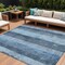 Homeroots 8' X 10' Blue And Gray Striped Washable Indoor Outdoor Area Rug 617839 - alternate 1