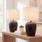 Jonathan Y Hugo 16.75" Traditional Rustic Reeded Ceramic Vase LED Table Lamp, Black/Nickel, 2PK JYL5707A-SET2 - alternate 5