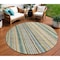 Homeroots 8' Beige Gold And Sage Round Striped Washable Indoor Outdoor Area Rug 614955 - alternate 1