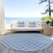 Homeroots 8' Denim Blue And Ivory Round Geometric Washable Indoor Outdoor Area Rug 614739 - alternate 4
