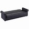 Homeroots 89" Black Faux Leather Convertible Futon Sleeper Sofa And Toss Pillows With Storage 607107 - alternate 6