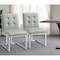 Homeroots Set of Two Tufted Light Gray and Silver Metallic Upholstered Faux Leather Dining Side Chairs 543549 - alternate 1