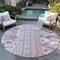Homeroots 8' Pink Gray And Ivory Round Aztec Washable Indoor Outdoor Area Rug 598492 - alternate 5