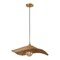 Jonathan Y Miko 24.5" Modern Coastal Organic Curve Rattan LED Pendant, Natrual Brown/Brass Gold JYL1606A - alternate 1