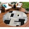 Homeroots 8' Black Ivory And Beige Round Geometric Washable Indoor Outdoor Area Rug 613195 - alternate 3