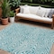 Homeroots 8' X 10' Teal Blue And Ivory Abstract Washable Indoor Outdoor Area Rug 599019 - alternate 1
