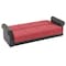 Homeroots 89" Black Burgundy Faux Leather Velvet Convertible Futon Sleeper Sofa w/ Toss Pillows And Storage 607113 - alternate 3