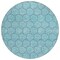 Homeroots 8' Teal Blue And Navy Blue Round Geometric Washable Indoor Outdoor Area Rug 613592 - alternate 4