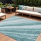 Homeroots 9' X 12' Teal Blue Turquoise And Aqua Striped Washable Indoor Outdoor Area Rug 615017 - alternate 1