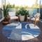 Homeroots 8' Blue And Ivory Round Geometric Washable Indoor Outdoor Area Rug 612571 - alternate 4