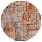 Homeroots 8' Orange Copper And Salmon Round Village Houses Washable Indoor Outdoor Area Rug 577867 - alternate 4