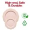 Smarty Had A Party 10.25" Pink with Gold Rim Round Blossom Disposable Plastic Dinner Plates (120 Plates), 120PK 4840PG-CASE - alternate 2