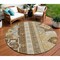Homeroots 8' Brown Beige And Ivory Round Aztec Washable Indoor Outdoor Area Rug 598462 - alternate 1