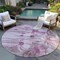 Homeroots 8' Plum Mauve And Pink Round Floral Washable Indoor Outdoor Area Rug 582760 - alternate 3