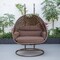 Leisuremod Mendoza Dark Brown Wicker Hanging 2 person Egg Swing Chair with Brown Cushions MSCDBR-53BR - alternate 4