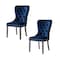 Homeroots Set of Two Tufted Navy Blue and Light Gray Upholstered Velvet Dining Side Chairs 543532 - alternate 4