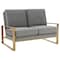 Leisuremod Jefferson Contemporary Velvet Loveseat with Gold Frame, Light Grey JAG53LGR - alternate 1
