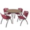 Regency Round Kee Breakroom Table W/ 4 M Stack Chairs, 48 in W, 48 in L, Noble Oak TB48RNDNOBPCM47BY - alternate 1