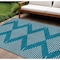 Homeroots 8' X 10' Teal Blue And Ivory Geometric Washable Indoor Outdoor Area Rug 598625 - alternate 1