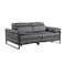 Homeroots 77in Dark Gray and Black Italian Leather Power Reclining Loveseat 720495 - alternate 4