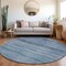 Homeroots 8' Denim Blue And Sky Blue Round Abstract Washable Indoor Outdoor Area Rug 618270 - alternate 6