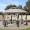 Sunjoy 14.7 ft. x 14.7 ft. 2-tone Gray Hexagon Steel Gazebo with 2-tier Dome Roof A101011200 - alternate 4