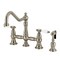 Kingston Brass Bridge Kitchen Faucet with Brass Sprayer, Brushed Nickel KS3278BPLBS - alternate 1