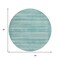 Homeroots 8' Aqua And Ivory Round Striped Washable Indoor Outdoor Area Rug 631475 - alternate 4