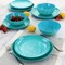 Martha Stewart 12 Piece Leafy FLoral Melamine Dinnerware Set in Turquoise 129264.12 - alternate 2