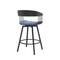 Armen Living Athena 27in Swivel Black Wood Counter Stool in Blue Fabric with Black Metal LCATBABLKBLU26 - alternate 2