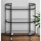 Homeroots Black Steel And Glass Oval Rolling Bar Cart 530455 - alternate 1