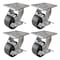 Hyw Products Heavy Duty Caster Set 4in Rubber on Cast Iron Wheels, 4 Swivel with Brake, 4PK 40-40S-A1-RC-TB-4 - alternate 1