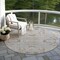 Homeroots 8' Gray Beige And Ivory Round Floral Washable Indoor Outdoor Area Rug 605475 - alternate 3