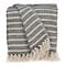 Homeroots Black and Beige Striped Woven Handloom Throw Blanket 476219 - alternate 1