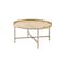 Homeroots 34" Oak and Gold Wood And Metal Round Sled Coffee Table 490508 - alternate 1