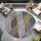 Homeroots 8' Gray Gold And Blue Round Argyle Washable Indoor Outdoor Area Rug 613695 - alternate 3