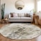 Homeroots 8' Taupe Ivory And Gray Round Abstract Washable Indoor Outdoor Area Rug 603151 - alternate 5