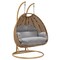 Leisuremod Mendoza Light Brown Wicker Hanging 2 person Egg Swing Chair with Light Grey Cushions MSCLBR-53LGR - alternate 1