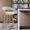 Homeroots 30" Silver and Gold Fabric and Stainless Steel Low Back Bar Height Swivel Bar Chair 569151 - alternate 1