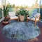 Homeroots 8' Teal Blue Gray And Ivory Round Abstract Washable Indoor Outdoor Area Rug 617670 - alternate 5