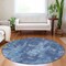Homeroots 8' Navy Blue And Denim Blue Round Abstract Washable Indoor Outdoor Area Rug 610410 - alternate 5