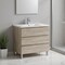 Homeroots 36" Natural Wood Freestanding Bathroom Vanity With White Sink And Three Drawers 627372 - alternate 2